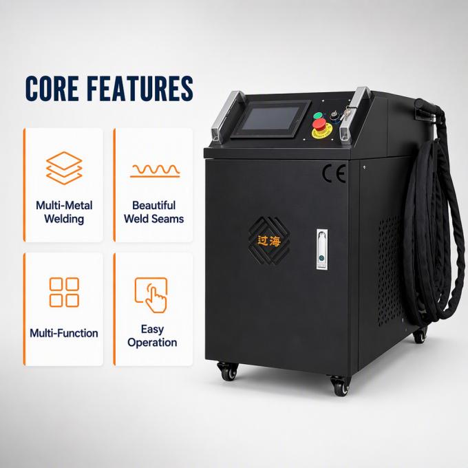 Handheld fiber laser welding machine for metal workshop fabrication — sink, railing, shelf and door window frame welding
